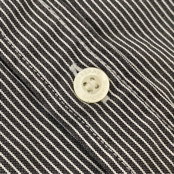 Burberry Brit Button Shirt Striped Long Sleeves Logo Large Nova Check White Gray - Picture 10 of 15